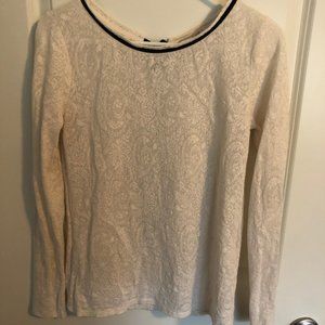 Ann Taylor Loft white long sleeved lace shirt
